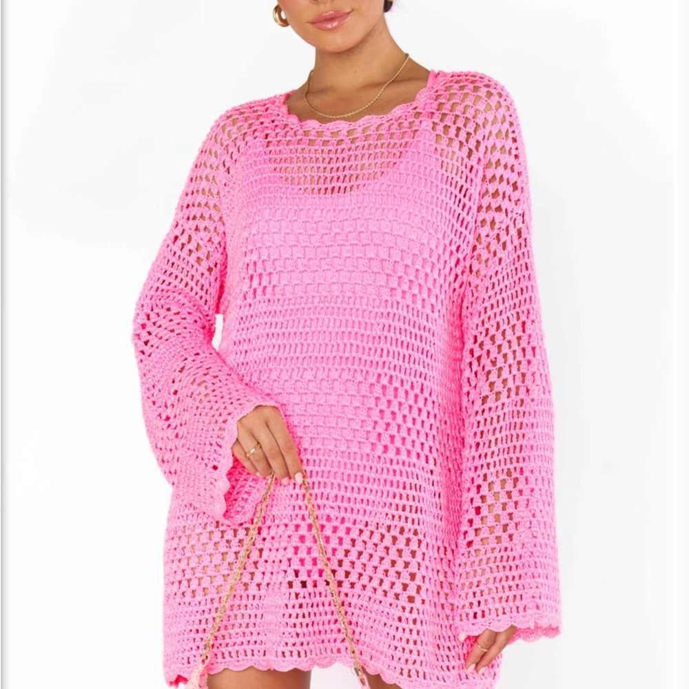 NWT Show Me Your MuMu Soldout Limited Edition Paula Crochet Pullover 3x Hot Pink